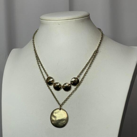 Chico's gold tone multi strand necklace signed costume jewelry pendant - Picture 1 of 15